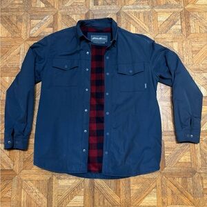 Men's Blue Jacket with Red Flannel Lining